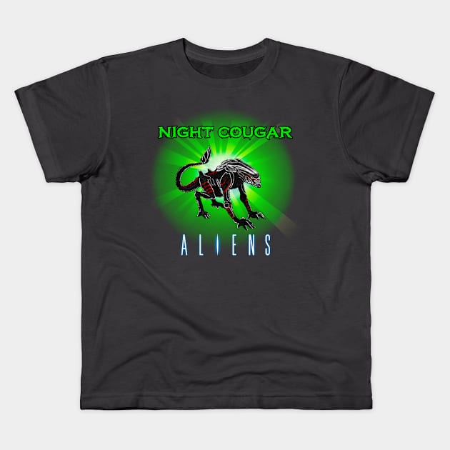 Night Cougar Alien Kids T-Shirt by Ale_jediknigth